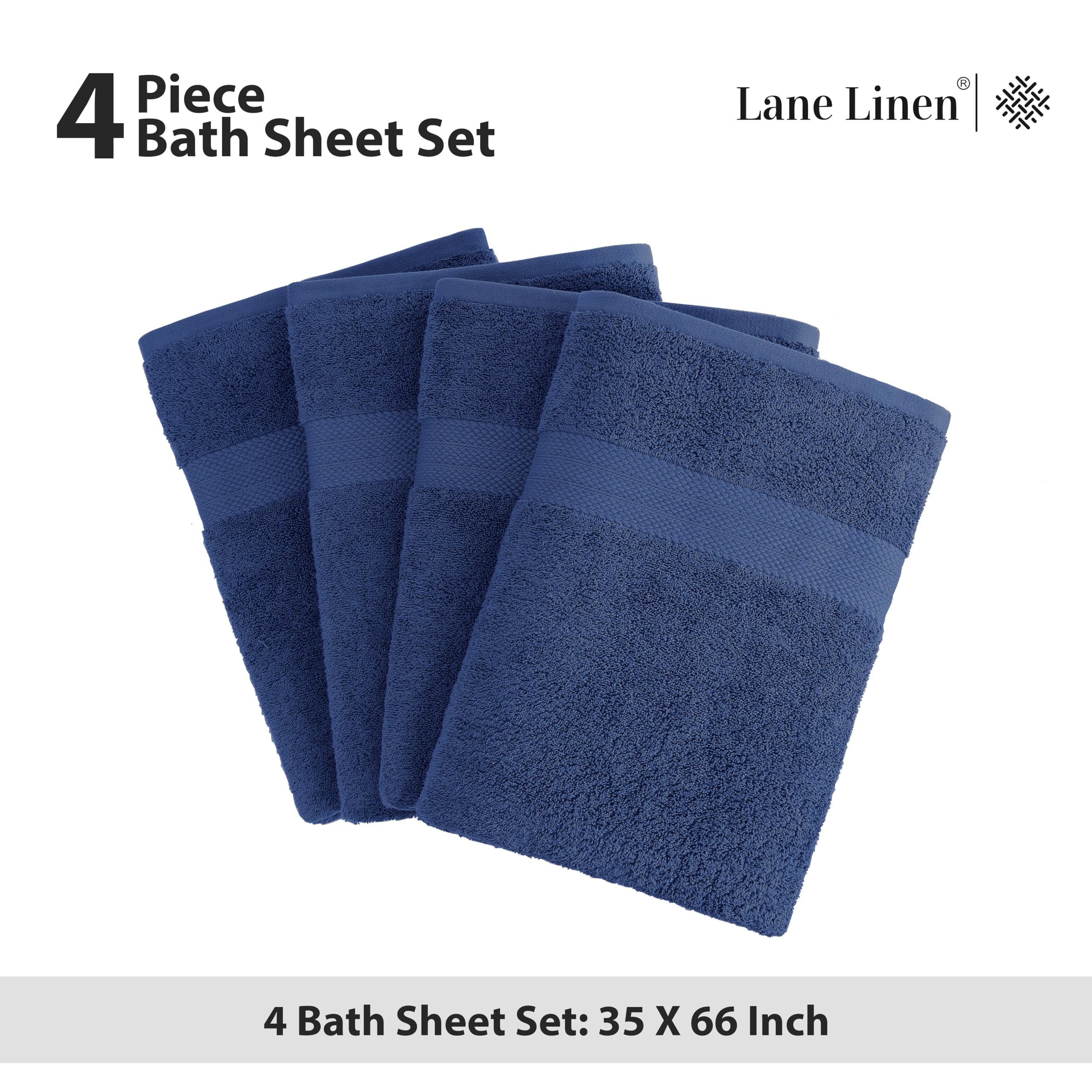 Foto 6 pulgar | Juego De Toallas De Baño Lane Linen 100% Algodón, Paquete De 4 Unidades, 35 X 66 Cm, Azul Marino - Venta Internacional.