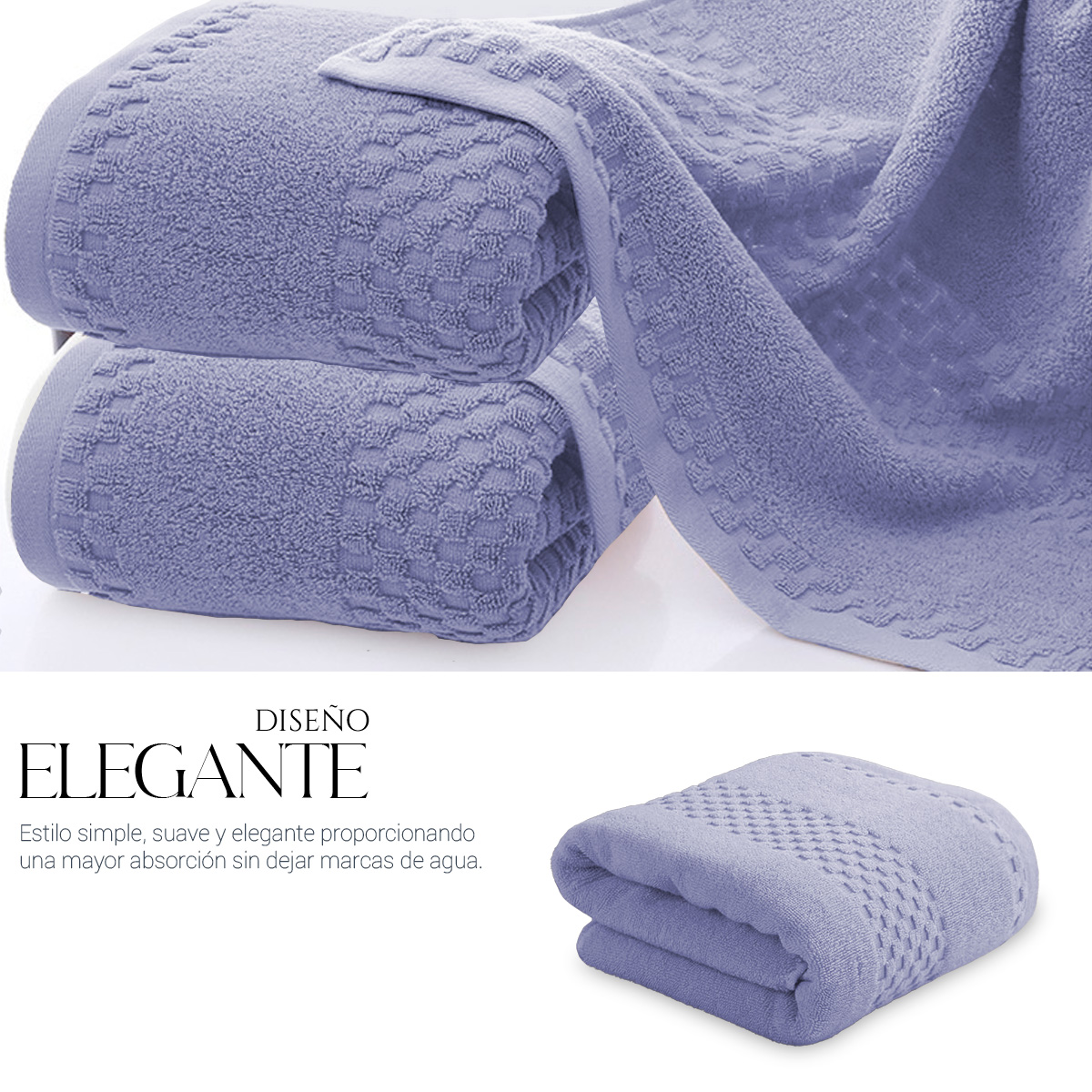 Foto 6 pulgar | Toalla De Baño Grande Completo 100% Algodón Suave Pack 4 Piezas Azul