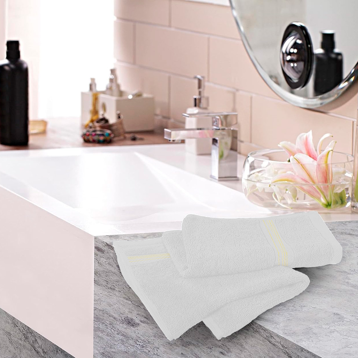 Foto 3 | Toalla De Baño Grande Completo 100% Algodón Suave Color Blanco