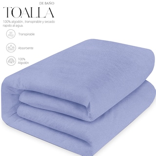 Foto 2 | Toalla De Baño Grande Completo 100% Algodón Suave Color Pack 2 Piezas Azul
