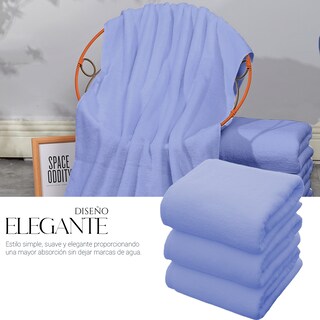 Foto 3 | Toalla De Baño Grande Completo 100% Algodón Suave Color Pack 2 Piezas Azul