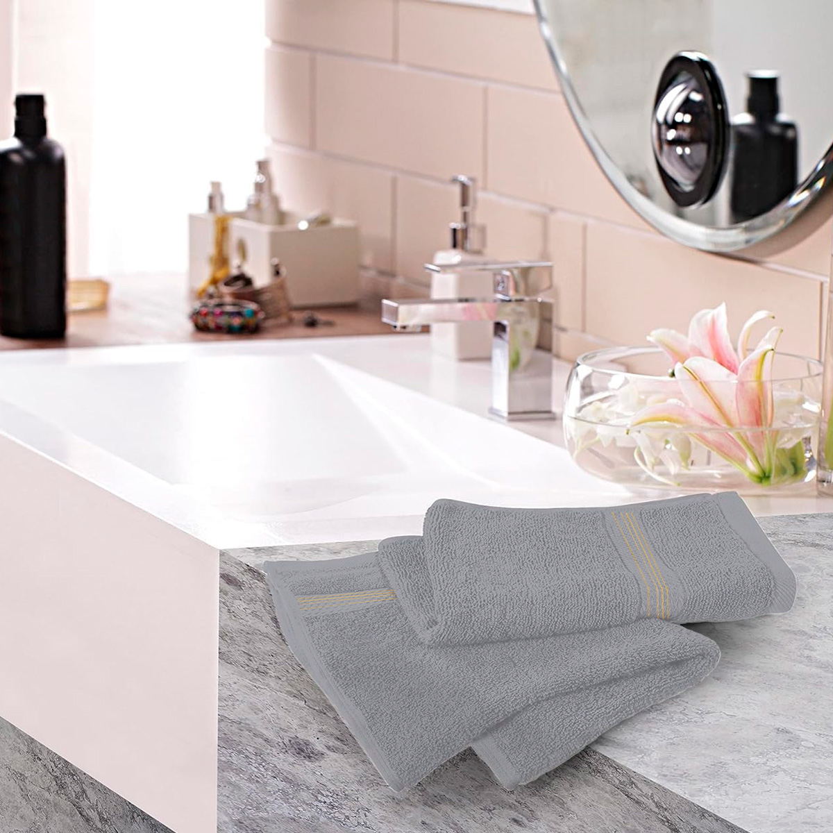 Foto 3 | Toalla De Baño Grande Completo 100% Algodón Suave Color Gris