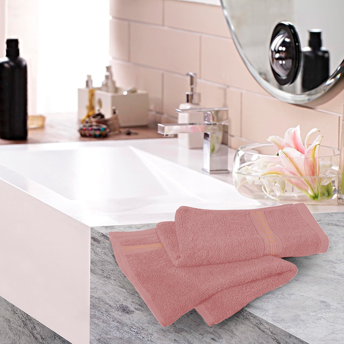 Foto 4 pulgar | Toalla De Baño Grande Completo 100% Algodón Suave Color Rosa