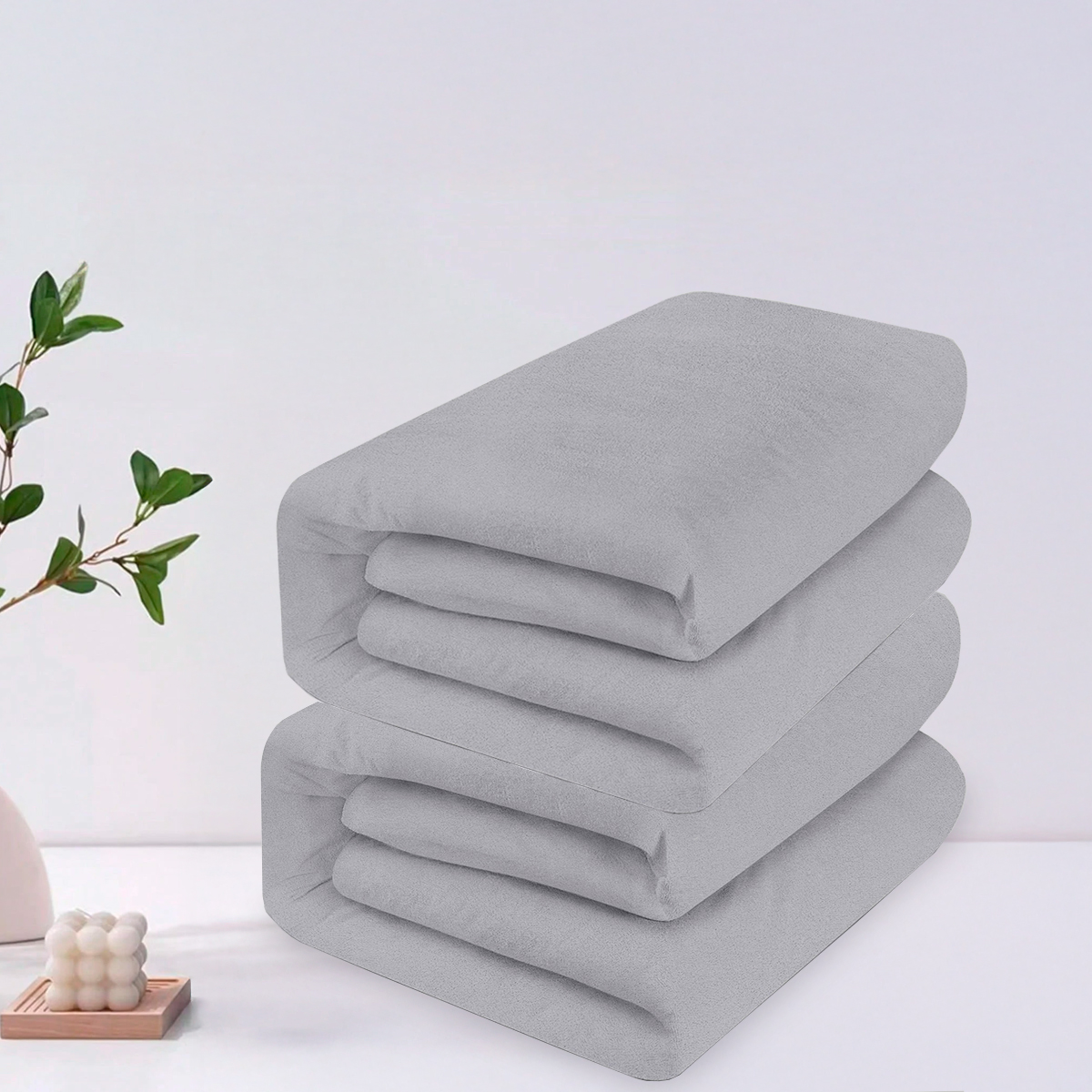 Toalla De Baño Grande Completo 100% Algodón Suave Color Pack 2 Piezas Gris