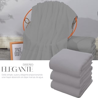 Foto 3 | Toalla De Baño Grande Completo 100% Algodón Suave Color Pack 2 Piezas Gris