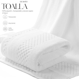 Foto 3 | Toalla De Baño Grande Completo 100% Algodón Suave Pack 2 Piezas Blanco