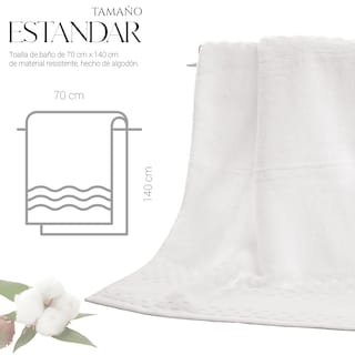 Foto 4 | Toalla De Baño Grande Completo 100% Algodón Suave Pack 2 Piezas Blanco