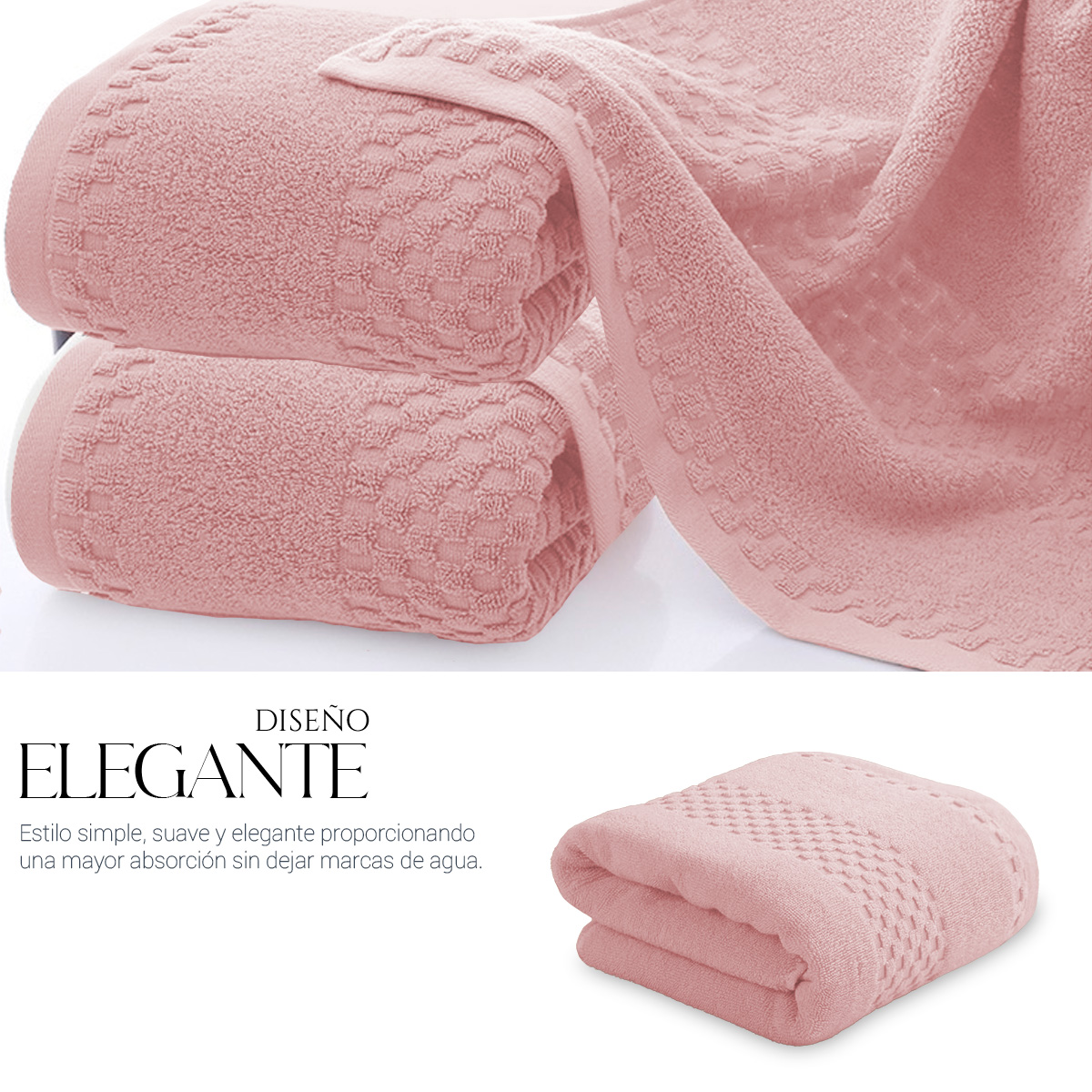 Foto 6 pulgar | Toalla De Baño Grande Completo 100% Algodón Suave Pack 4 Piezas Rosa