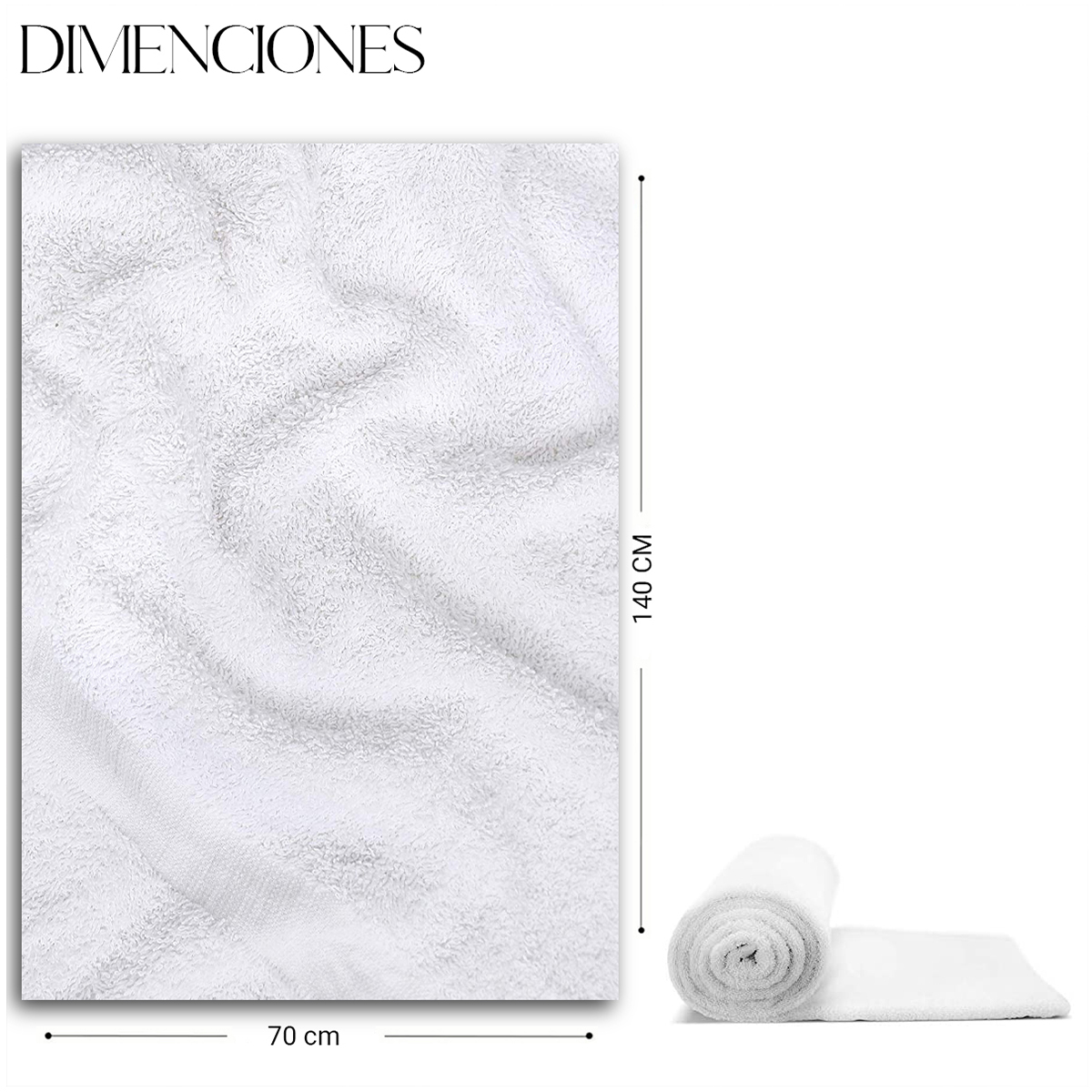 Foto 4 pulgar | Toalla De Baño Grande Completo 100% Algodón Suave Color Pack 5 Piezas Blanco