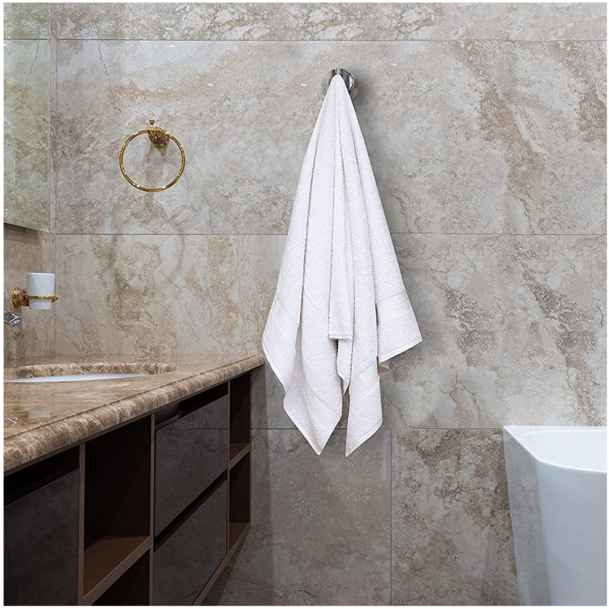 Foto 5 pulgar | Toalla De Baño Grande Completo 100% Algodón Suave Color Pack 5 Piezas Blanco
