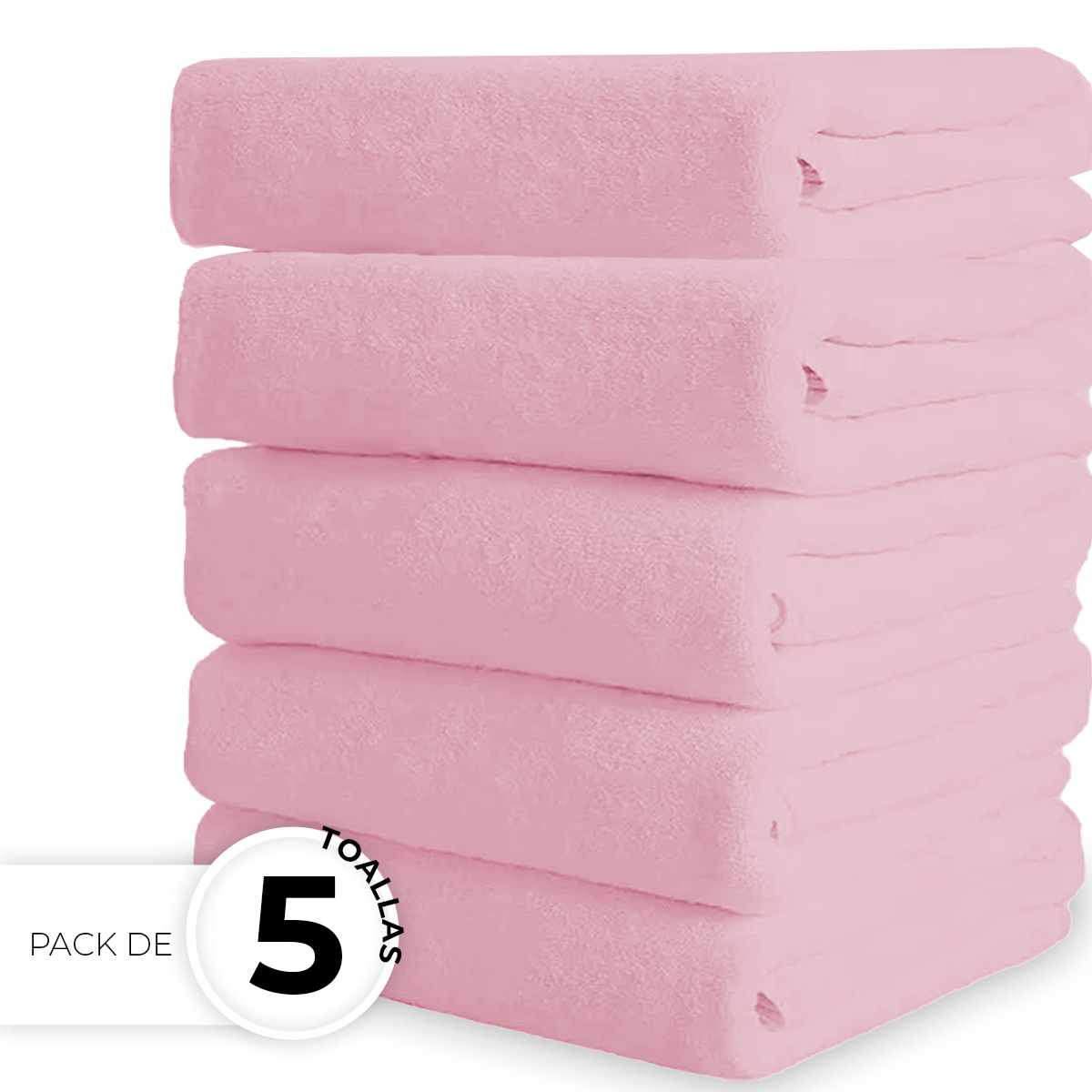 Foto 3 pulgar | Toalla De Baño Grande Completo 100% Algodón Suave Color Pack 5 Piezas Rosa