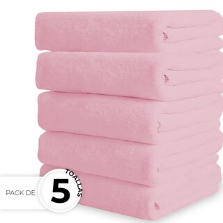 Foto 2 | Toalla De Baño Grande Completo 100% Algodón Suave Color Pack 5 Piezas Rosa