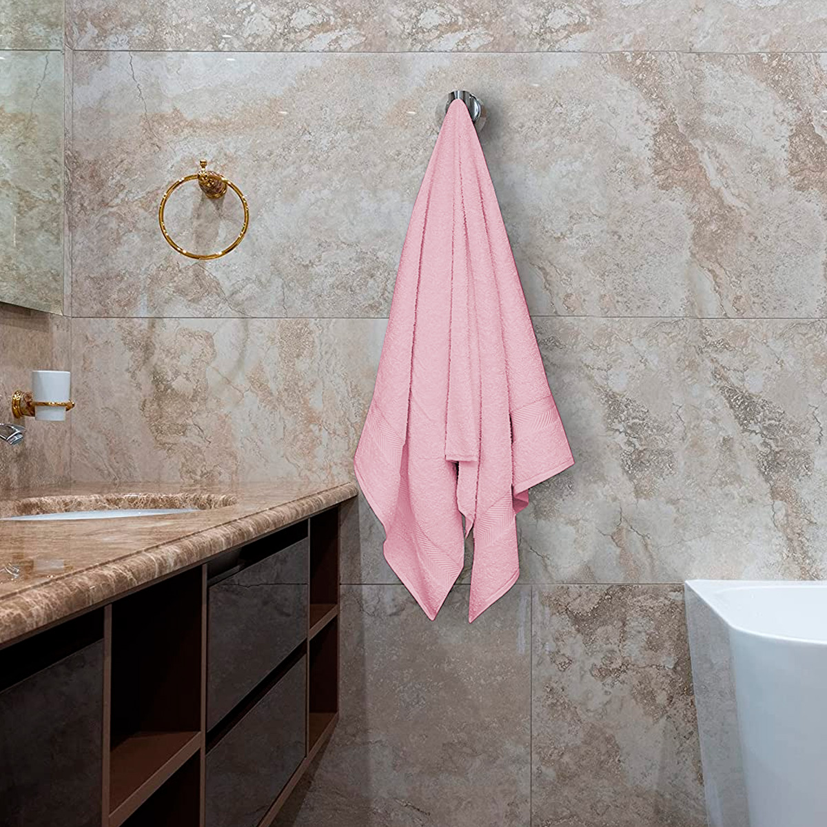 Foto 5 pulgar | Toalla De Baño Grande Completo 100% Algodón Suave Color Pack 5 Piezas Rosa