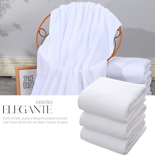 Foto 3 | Toalla De Baño Grande Completo 100% Algodón Suave Color Pack 2 Piezas Blanco