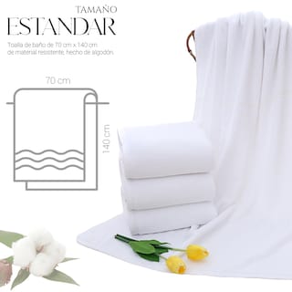 Foto 4 | Toalla De Baño Grande Completo 100% Algodón Suave Color Pack 2 Piezas Blanco