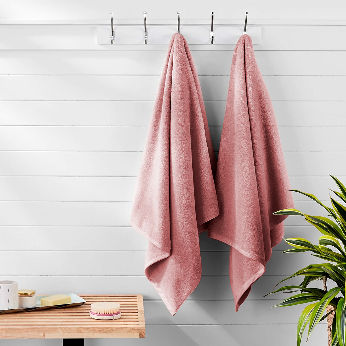 Foto 5 | Toalla De Baño Grande Completo 100% Algodón Suave Color Rosa