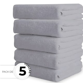 Foto 2 | Toalla De Baño Grande Completo 100% Algodón Suave Color Pack 5 Piezas Gris