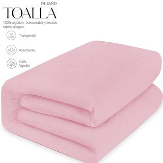 Foto 2 | Toalla De Baño Grande Completo 100% Algodón Suave Color Pack 2 Piezas Rosa
