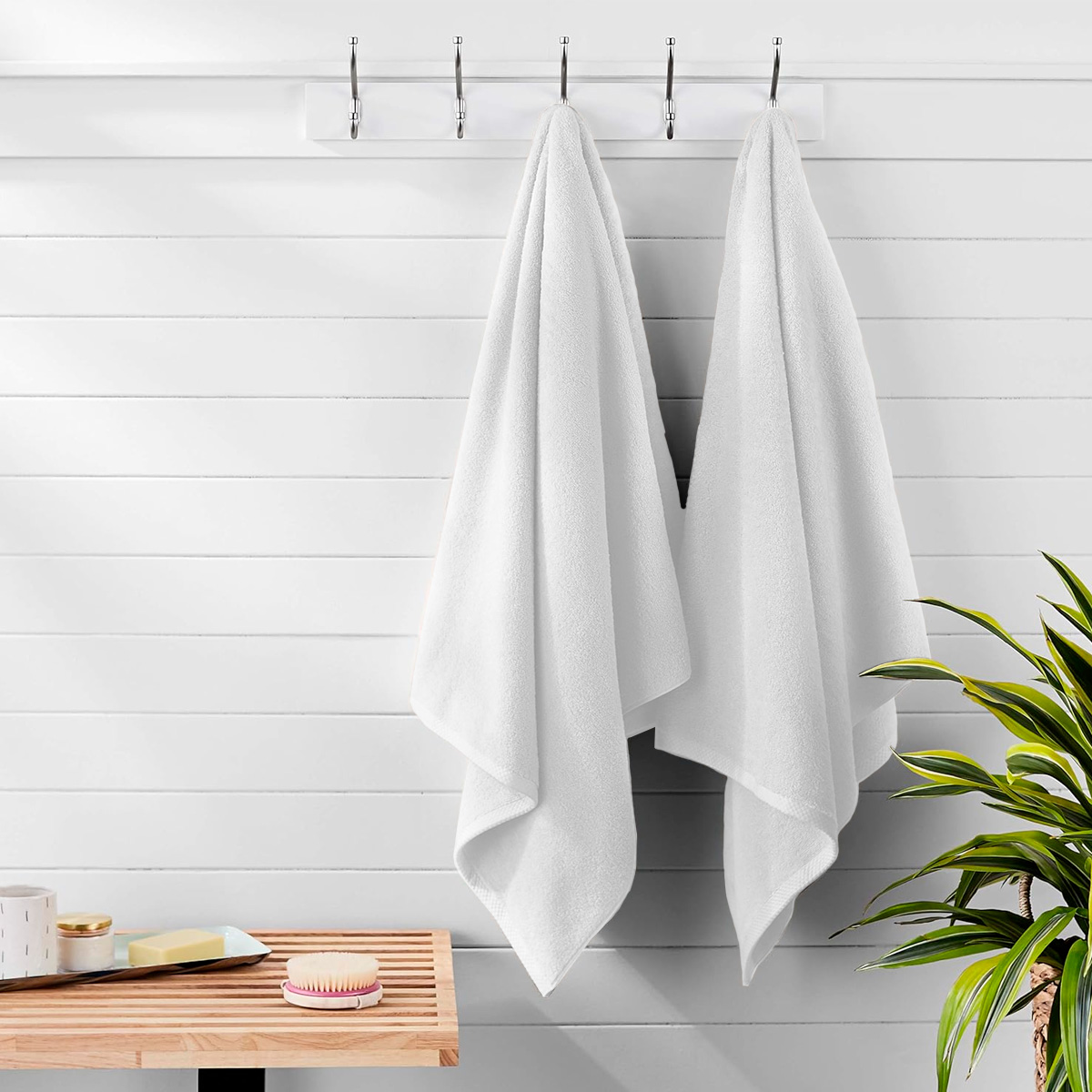 Foto 5 | Toalla De Baño Grande Completo 100% Algodón Suave Color Blanco