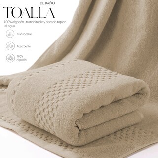 Foto 3 | Toalla De Baño Grande Completo 100% Algodón Suave Pack 2 Piezas Caqui
