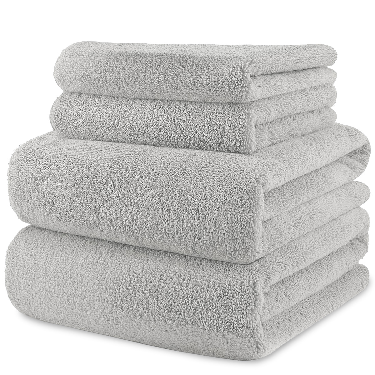 Juego de Toallas de Baño Gris 4 Piezas