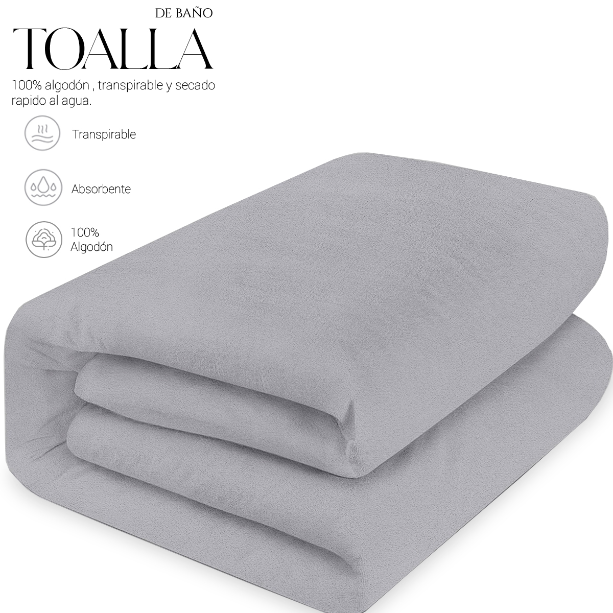 Foto 3 pulgar | Toalla De Baño Grande Completo 100% Algodón Suave