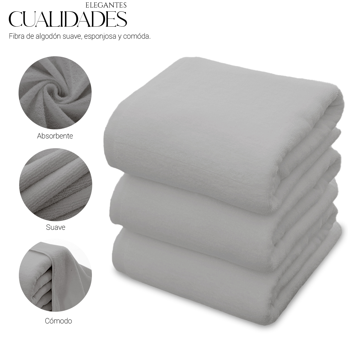 Foto 4 pulgar | Toalla De Baño Grande Completo 100% Algodón Suave