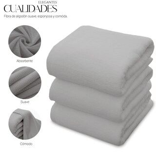 Foto 3 | Toalla De Baño Grande Completo 100% Algodón Suave