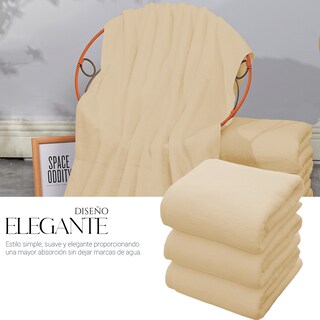 Foto 5 | Toalla De Baño Grande Completo 100% Algodón Suave