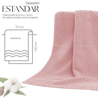Foto 4 | Toalla De Baño Grande Completo 100% Algodón Suave Rosa