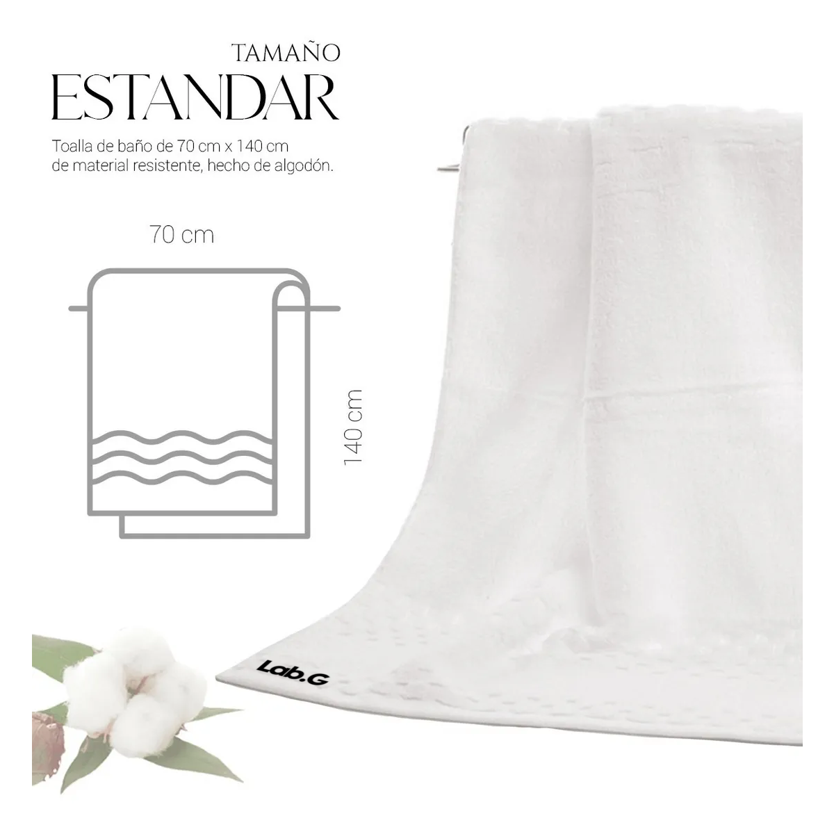 Foto 4 | Toalla de Baño Lab.g Blanca