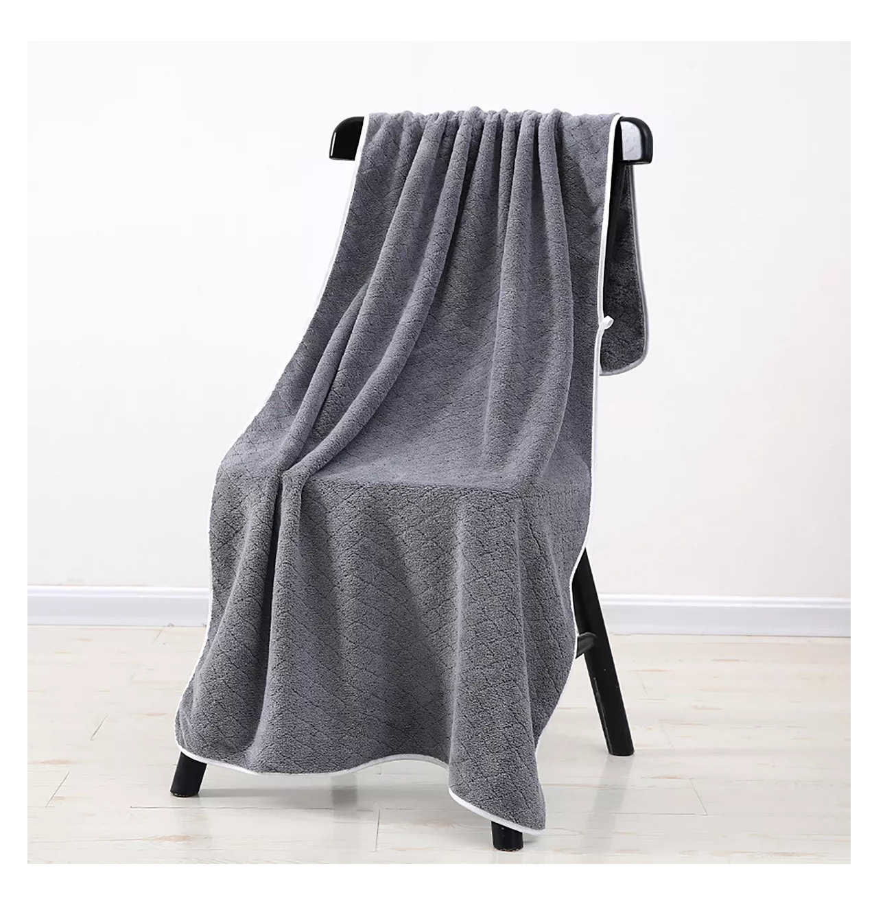 Foto 4 pulgar | Toallas de Baño Lana Coral Suave de Alta Densidad 8 piezas Gris Oscuro y Verde