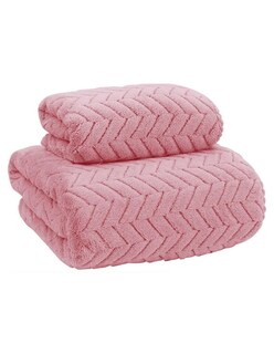 Foto 2 | 2pcs Tuallas Y Toalla Baño Completo Grande Lana Coral Suave Rosa + Termo Gratis Güish