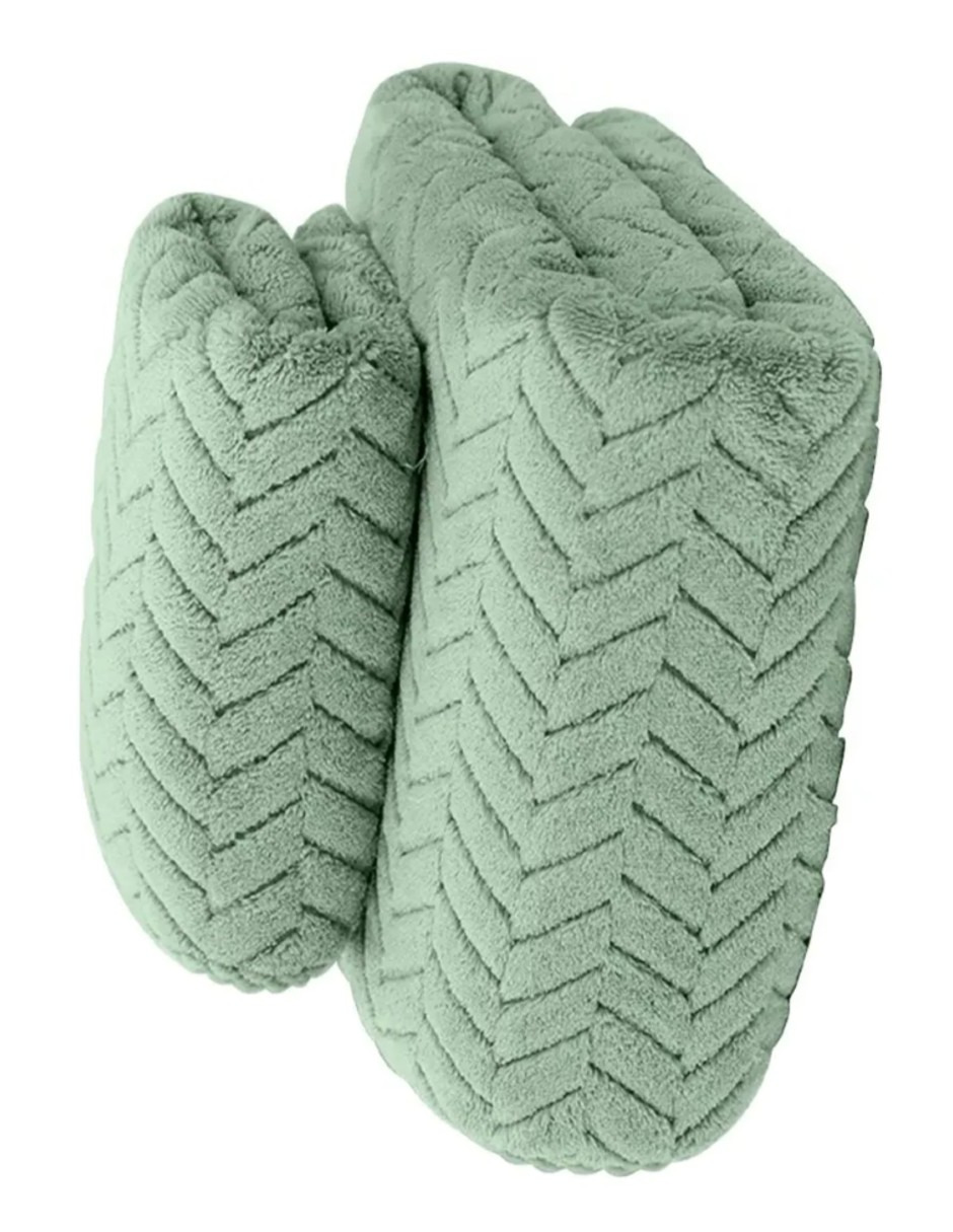 Foto 3 | 2pcs Tuallas Y Toalla Baño Completo Grande Lana Coral Suave Verde + Termo Gratis Güish