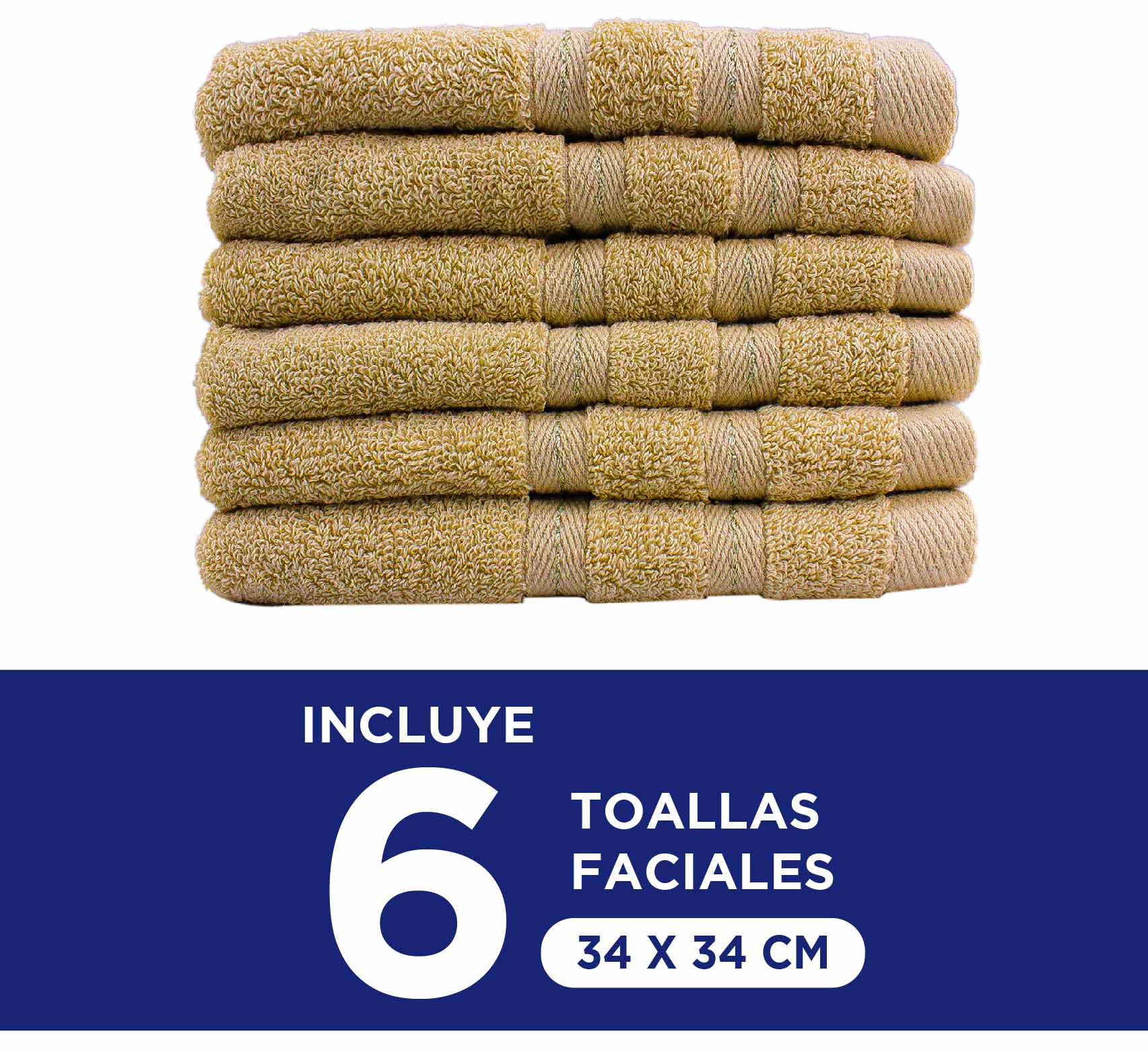 Foto 3 pulgar | Toalla Facial Hokins 6 Piezas Beige