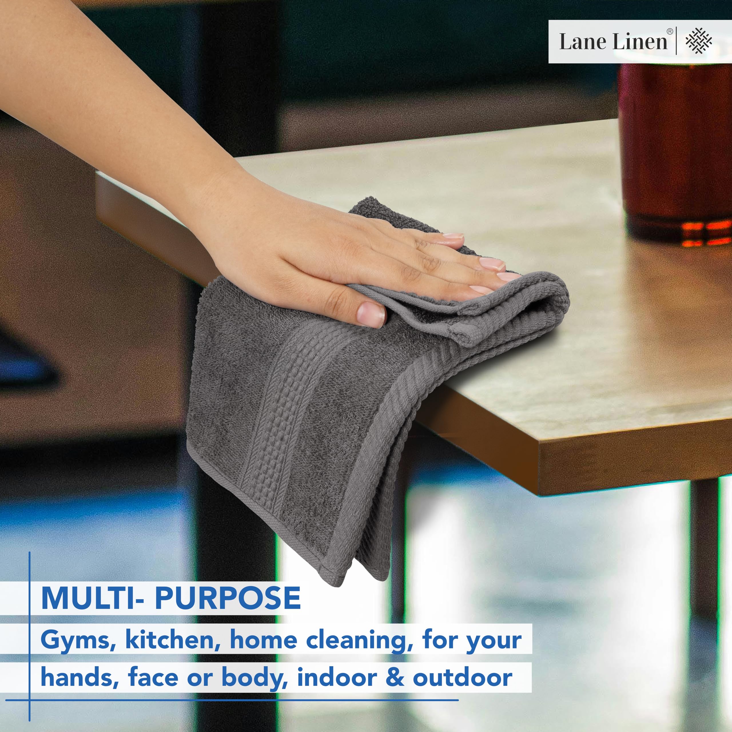 Foto 5 pulgar | Toallita Lane Linen Gris, Paquete De 12 Unidades, 100% Algodón, 33 X 33 Cm - Venta Internacional.