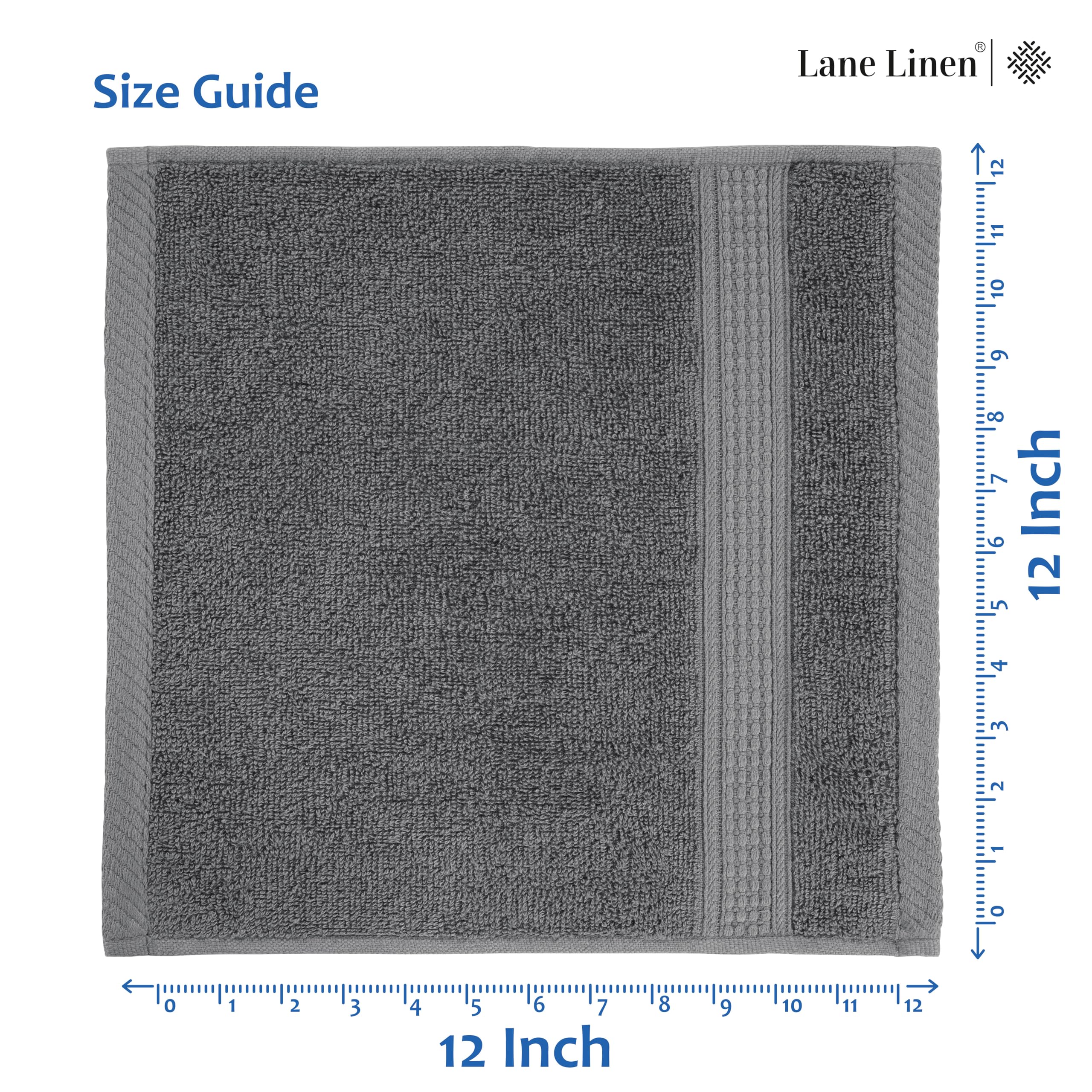 Foto 6 pulgar | Toallita Lane Linen Gris, Paquete De 12 Unidades, 100% Algodón, 33 X 33 Cm - Venta Internacional.