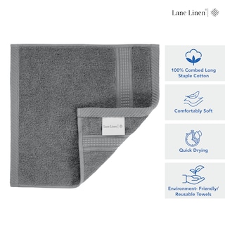 Foto 6 | Toallita Lane Linen Gris, Paquete De 12 Unidades, 100% Algodón, 33 X 33 Cm - Venta Internacional.