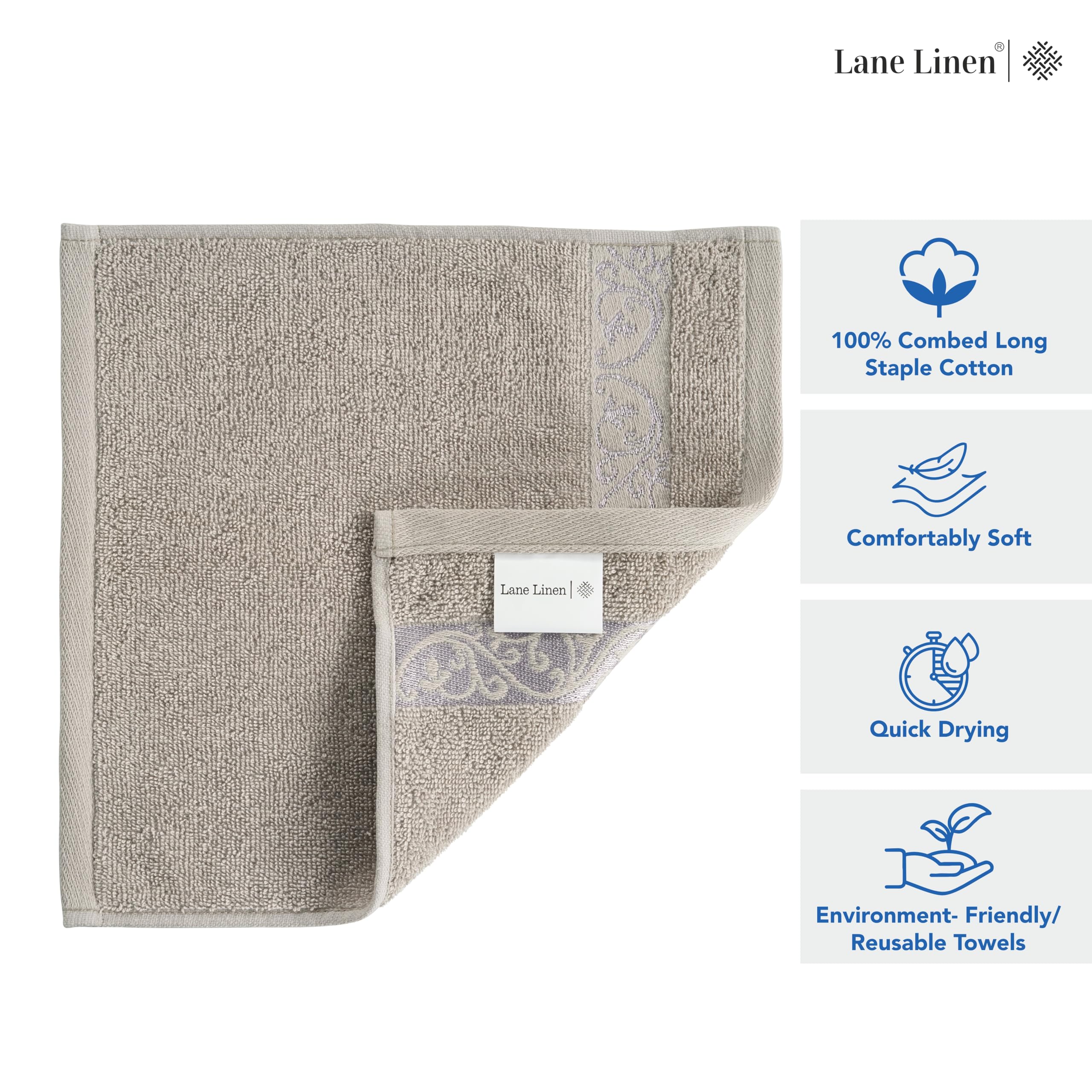 Foto 5 | Toallitas Lane Linen, Paquete De 12 Unidades, 100% Algodón, Muy Absorbentes - Venta Internacional.