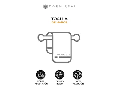 Foto 2 | Toalla De Manos color Blanco Set 2pzs 780gr 40x70cm Dormireal