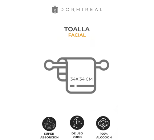 Foto 3 | Toalla Facial Dormireal color Arena 4 PZAS 100% Algodón 34 X 34 CM