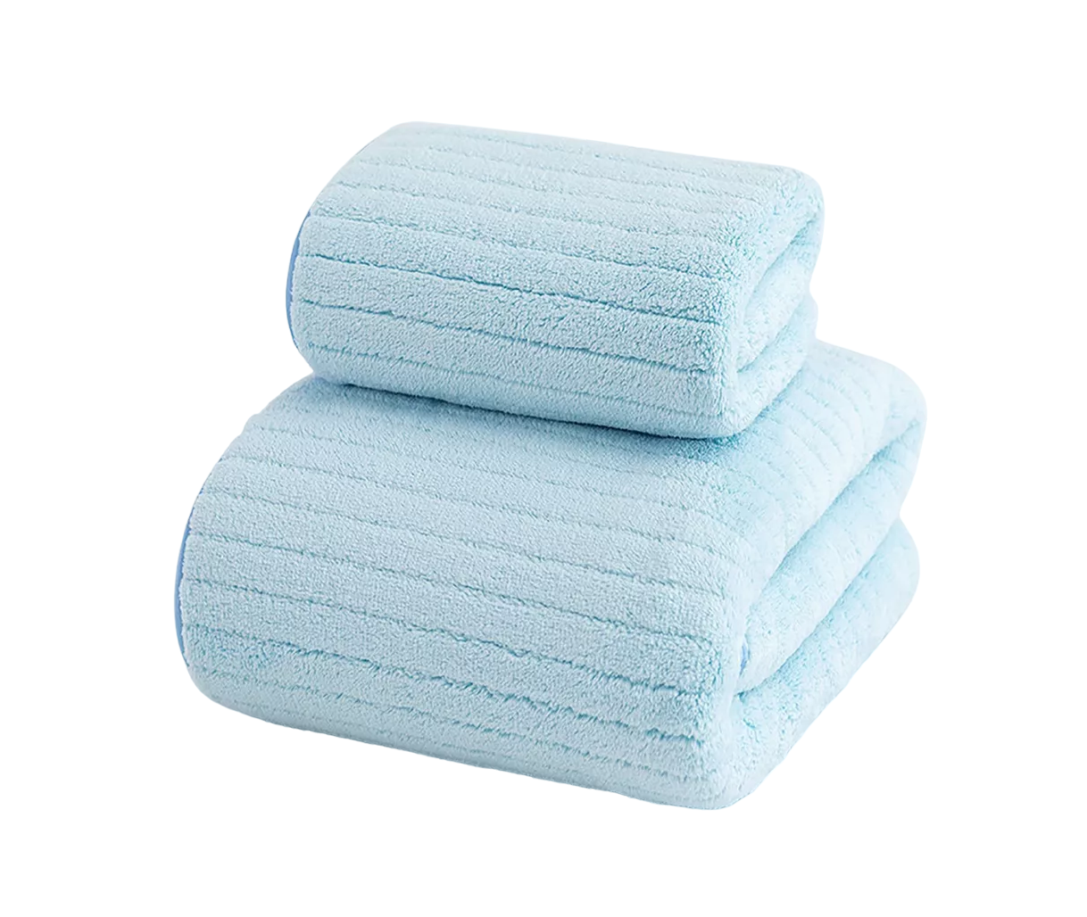 Set 2 Toallas De Baño Lana Coral Suave De Alta Densidad, Color Azul Celeste