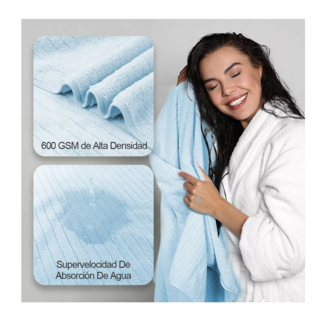 Foto 4 | Set 2 Toallas De Baño Lana Coral Suave De Alta Densidad, Color Azul Celeste