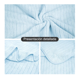 Foto 5 | Set 2 Toallas De Baño Lana Coral Suave De Alta Densidad, Color Azul Celeste