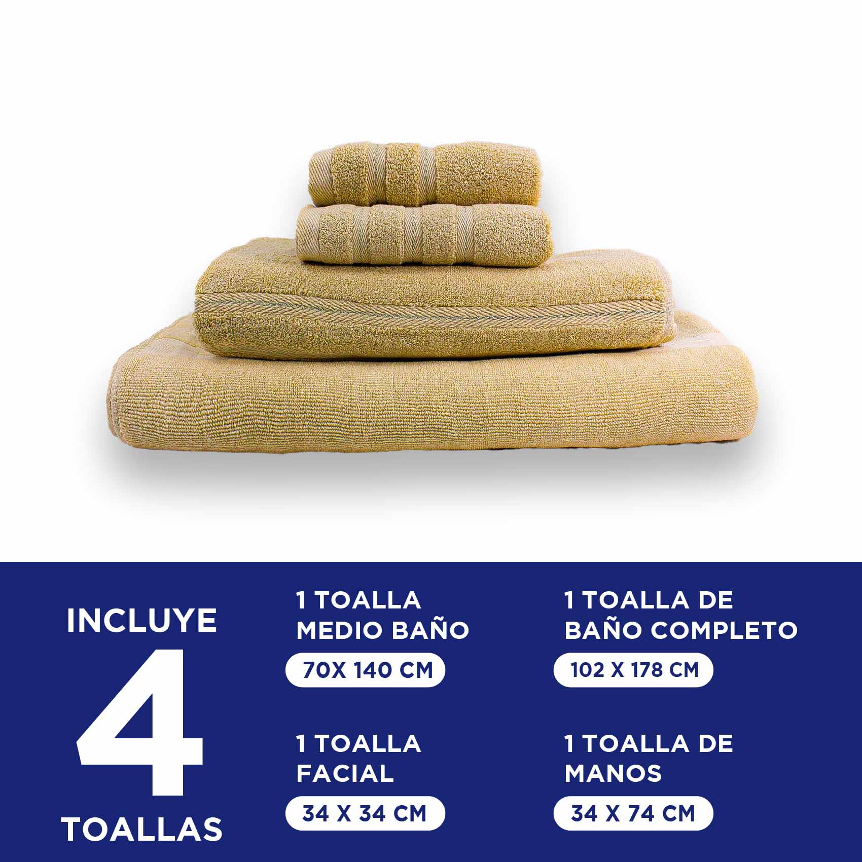 Foto 3 pulgar | Set de Toallas Hokins 4 Piezas Beige