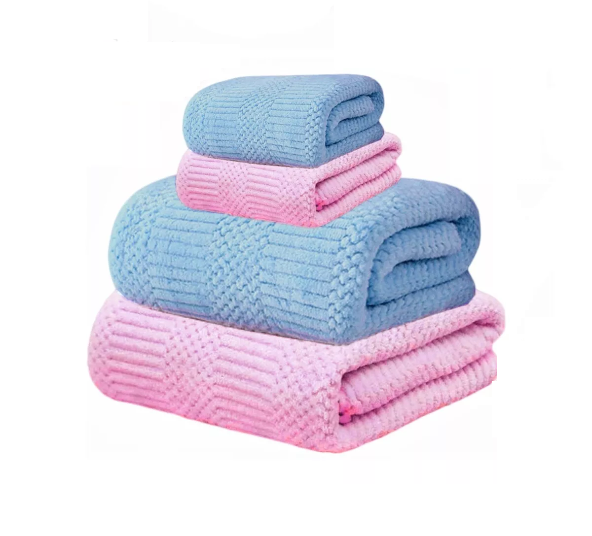 Juego de Toallas de Baño Belug Azul/Rosa 4 Piezas