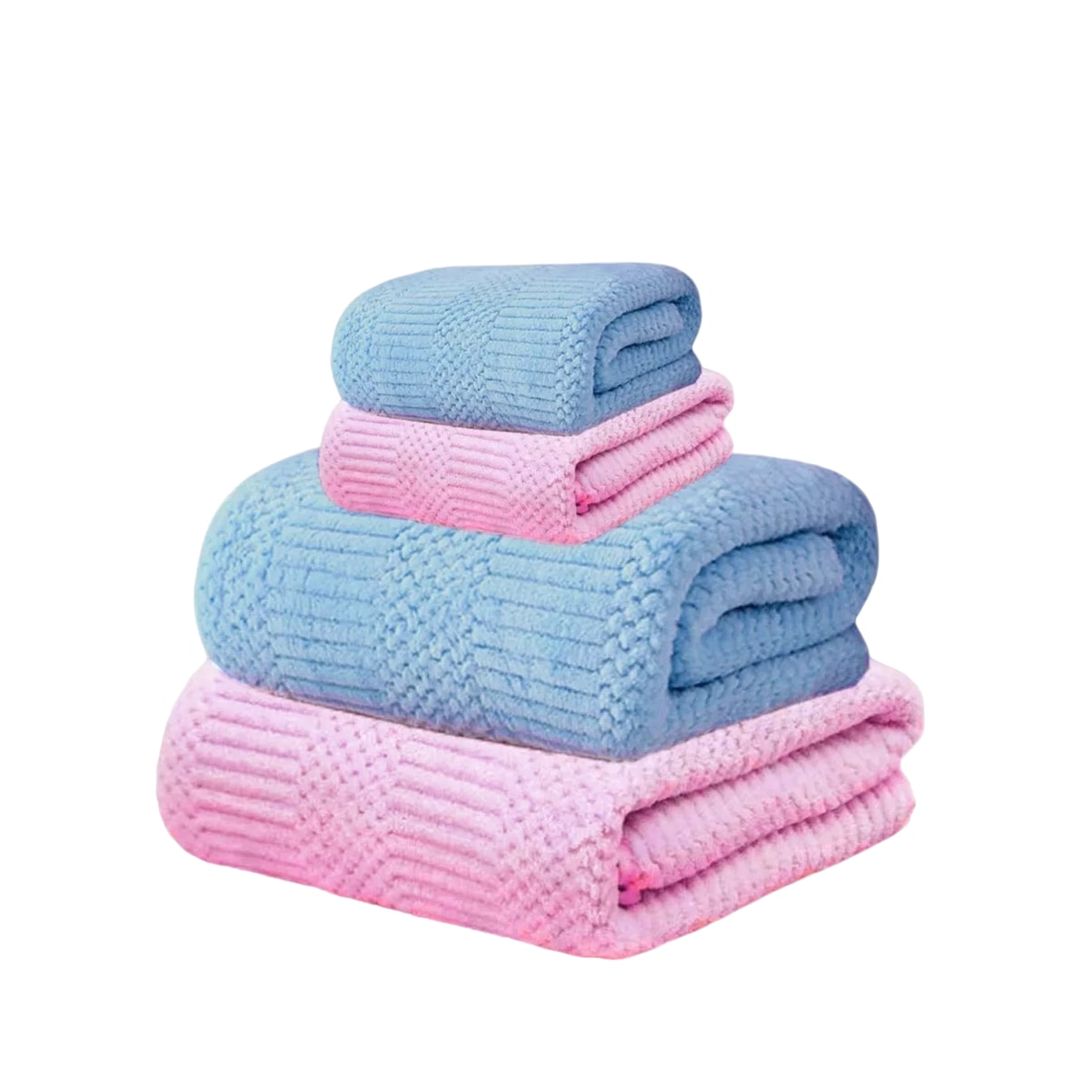 4 Pcs Juego Toalla Baño,lana Coral Suave De Alta Densidad Cielo Azul Y Rosa $579