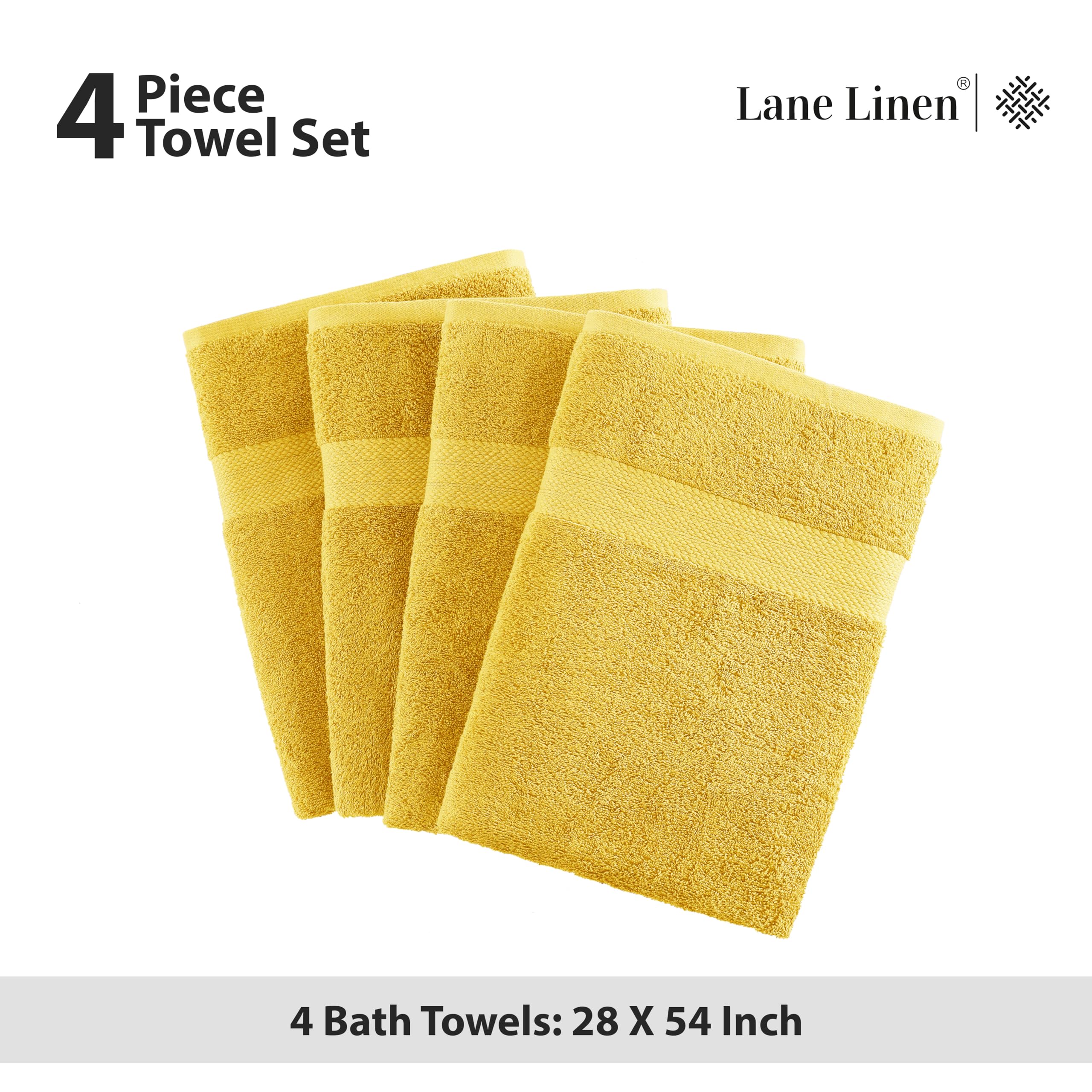 Foto 5 | Paquete De 4 Toallas De Baño Lane Linen 100% Algodón (70 X 140 Cm) - Mimosa - Venta Internacional.