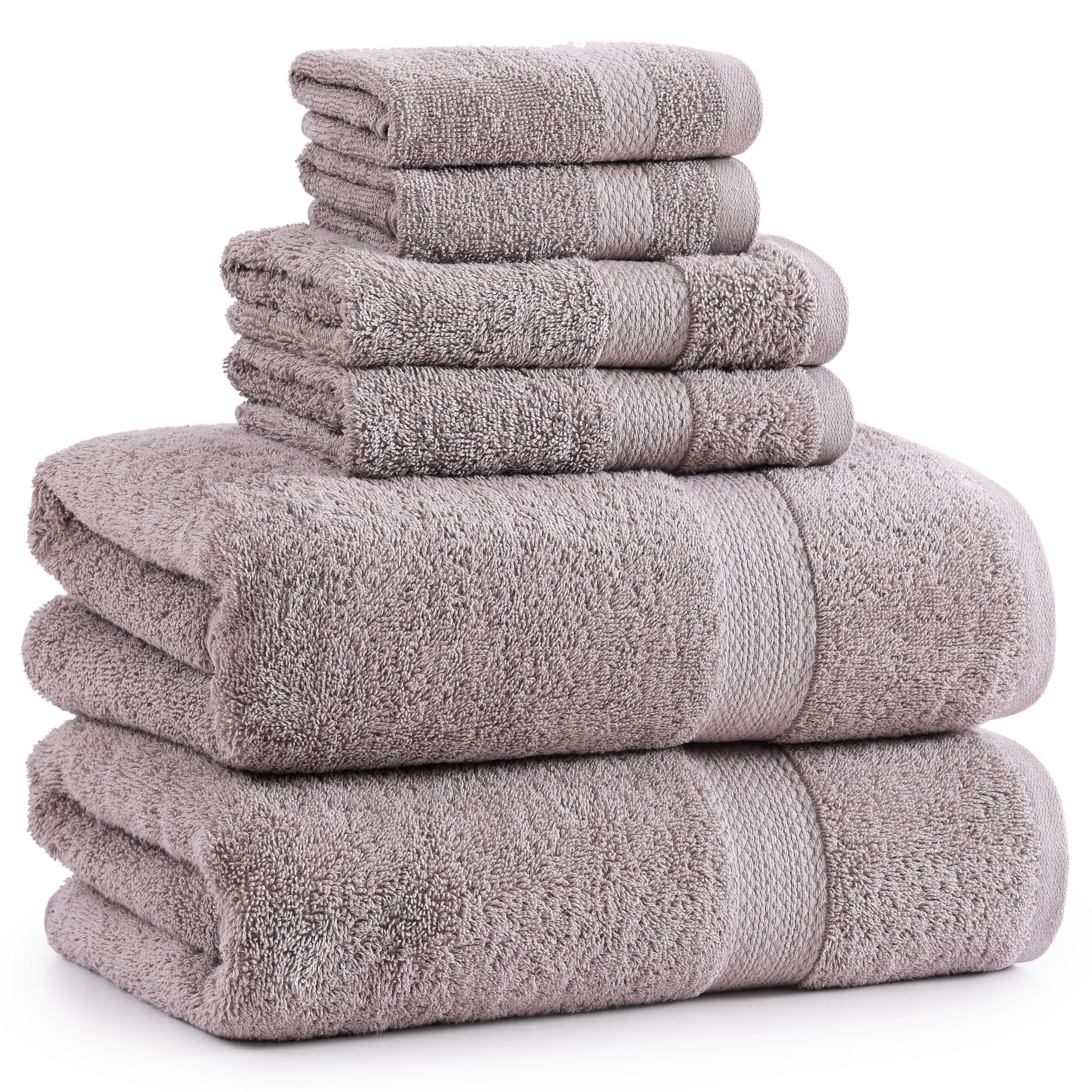 Juego De Toallas De Baño Lane Linen, 100% Algodón, 6 Unidades, Absorbente, Platino - Venta Internacional.