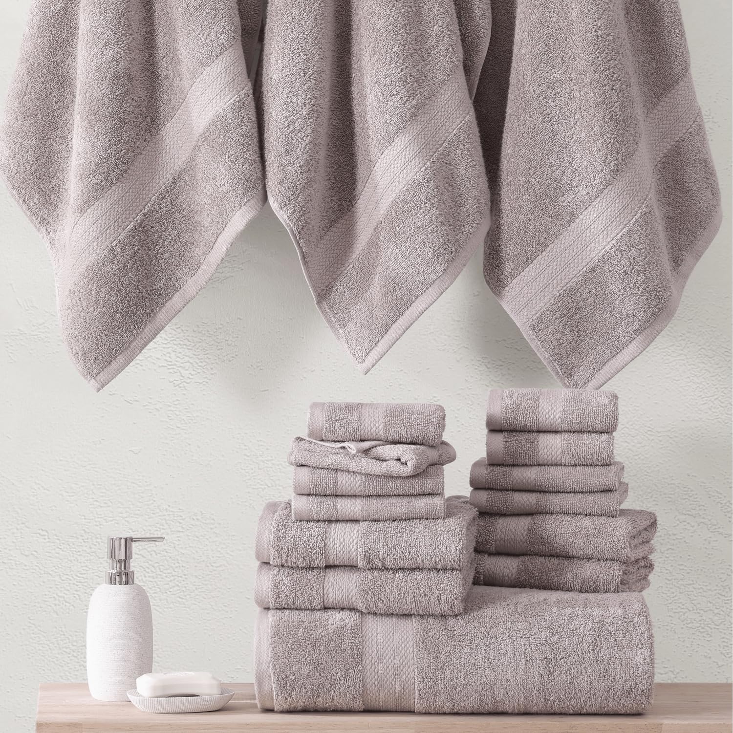 Foto 5 | Juego De Toallas De Baño Lane Linen, 100% Algodón, 6 Unidades, Absorbente, Platino - Venta Internacional.